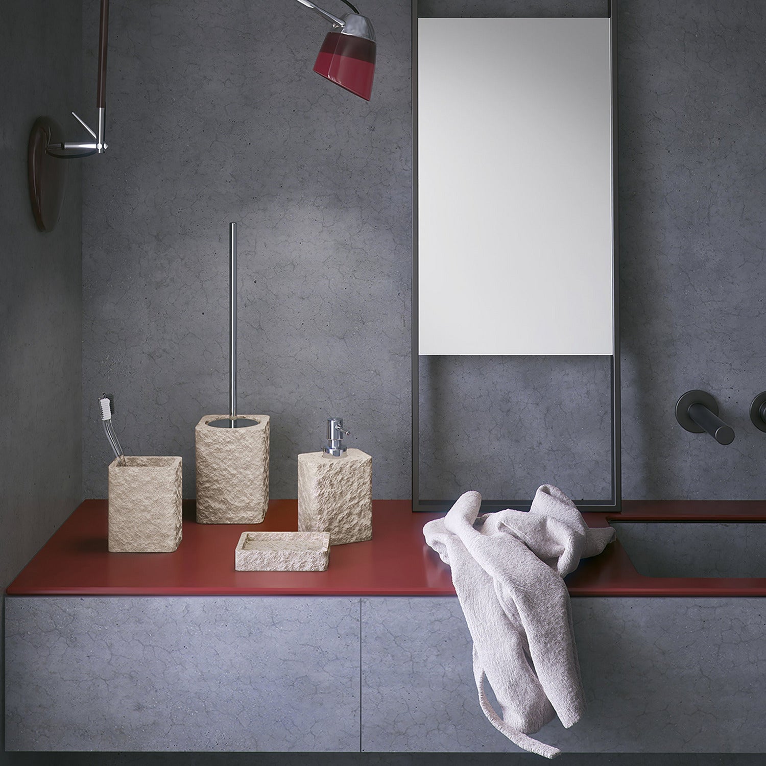 GEDY - Bicchiere porta spazzolini Aries beige - h11x9,2x6,5 cm